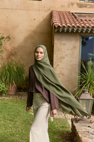 Floss Viscose Plain Scarf Khaki Green