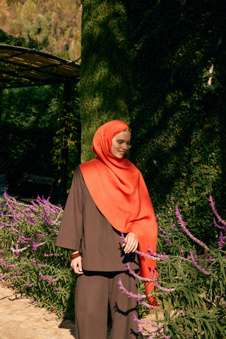 Floss Viscose Plain Scarf Orange