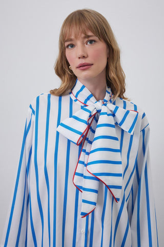 Oli Scarf Striped Shirt Blue