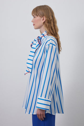 Oli Scarf Striped Shirt Blue