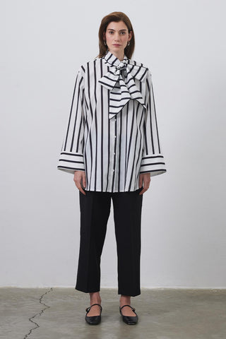 Oli Scarf Striped Shirt Black
