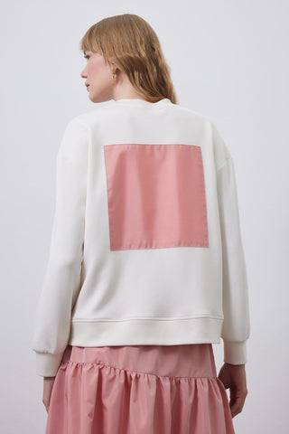 Gaina Taffeta Embellished Sweat Piece Skirt Set Ecru