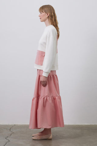 Gaina Taffeta Embellished Sweat Piece Skirt Set Ecru