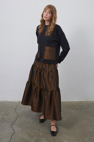 Gaina Taffeta Embellished Sweat Piece Skirt Set Black Garnish