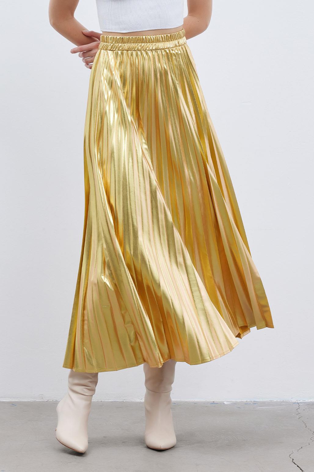 Galaxy Pleated Skirt Gold