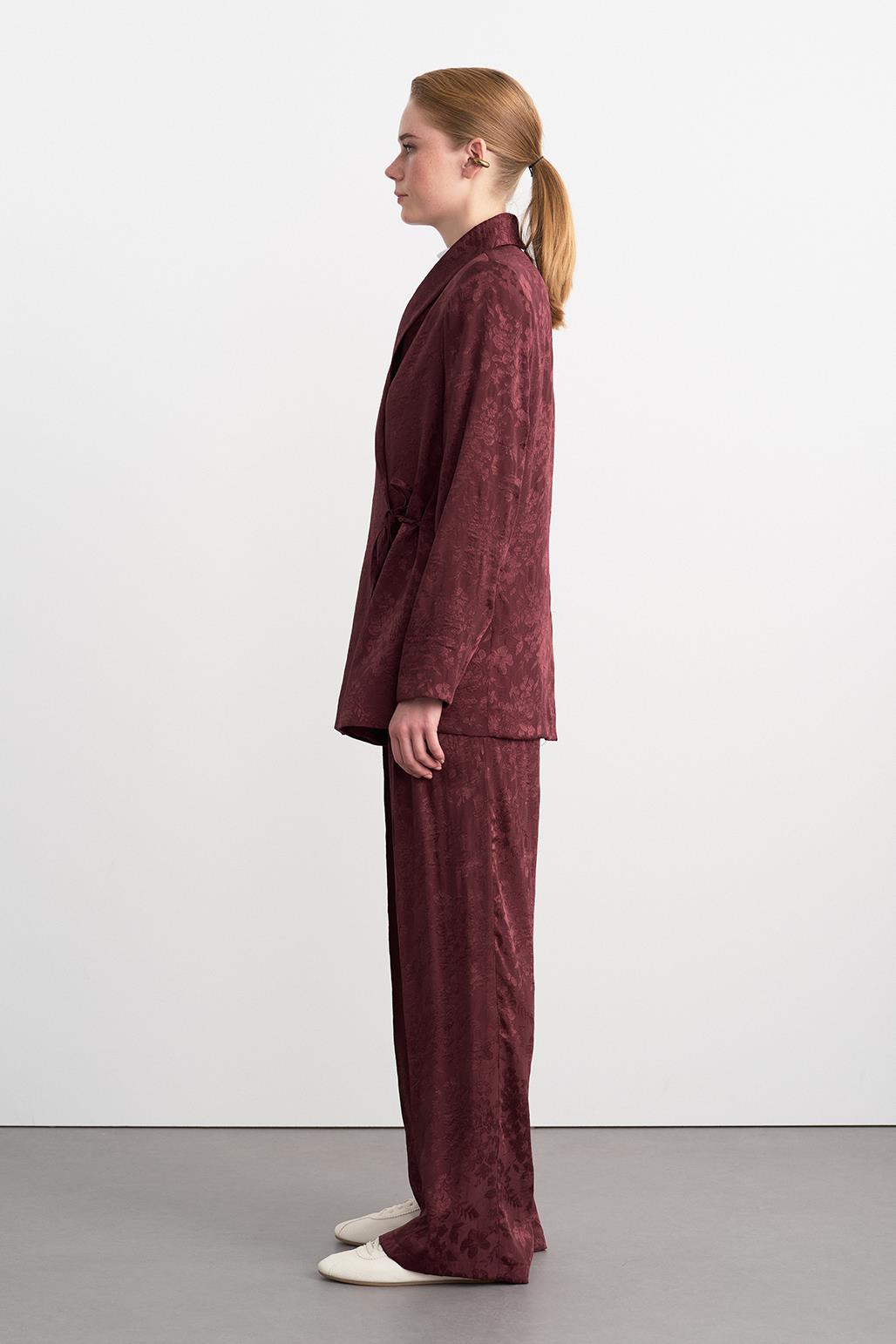 Galia Jacquard Jacket Pants Suit Burgundy