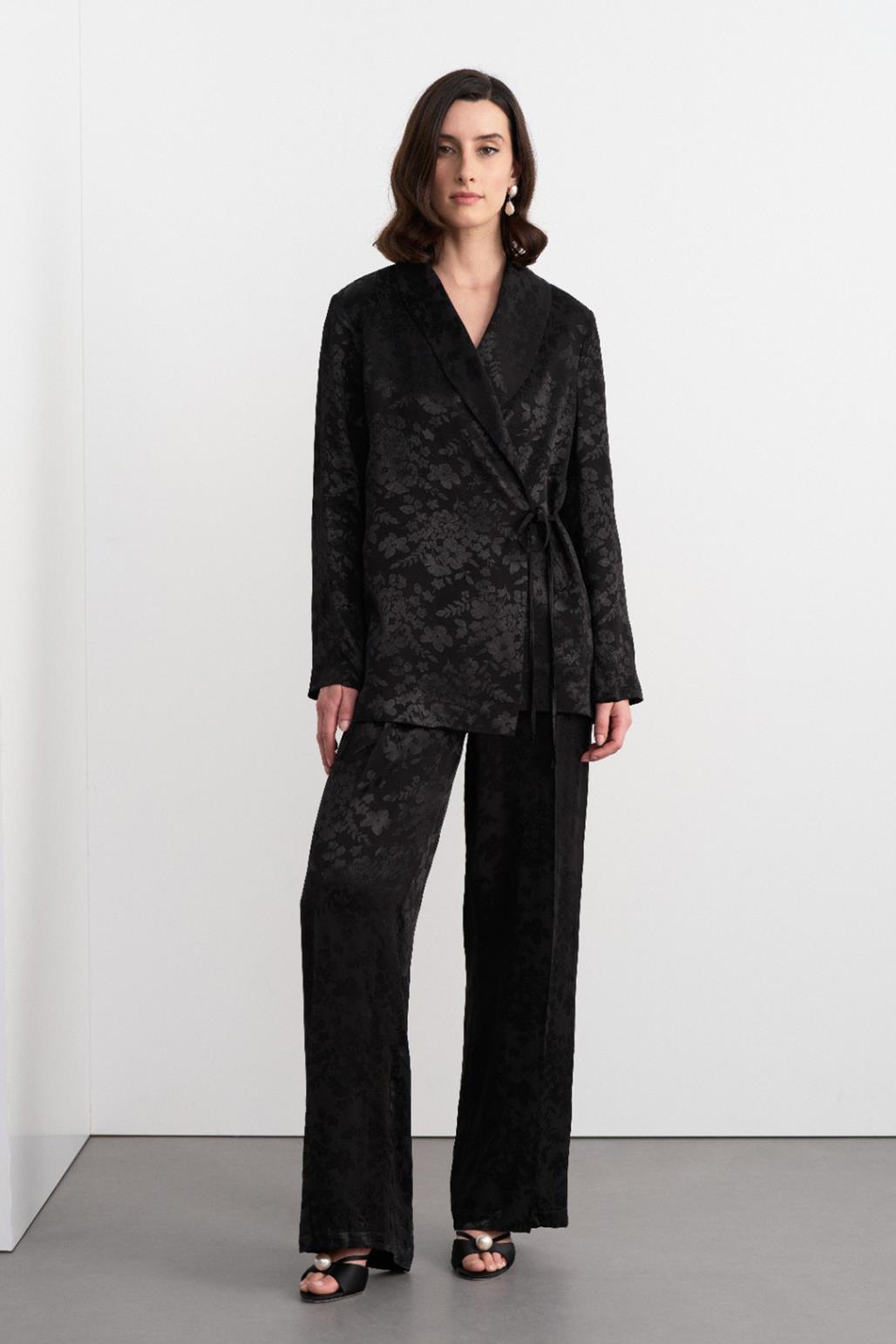 Galia Jacquard Jacket Pants Suit Black