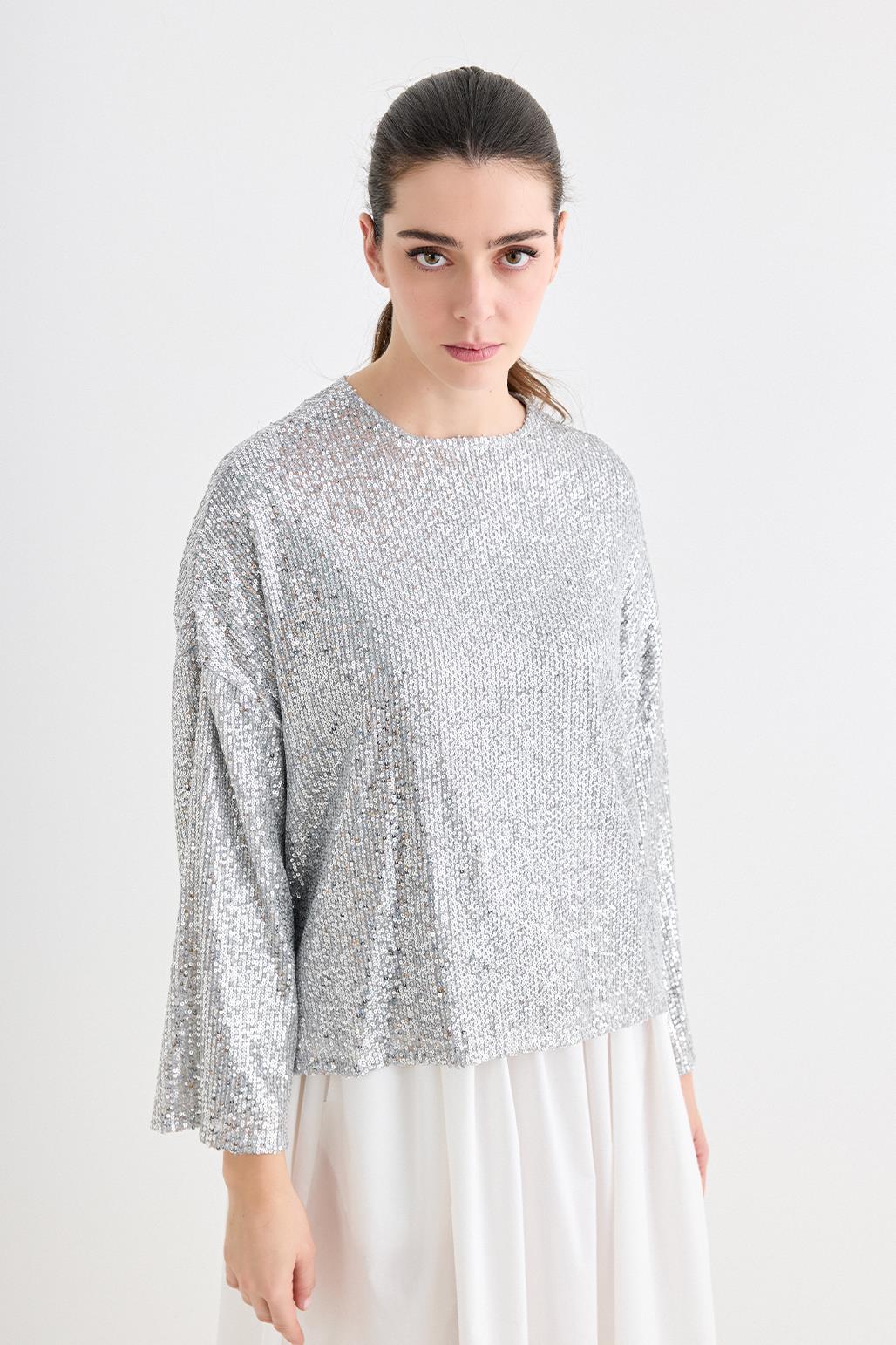 Galia Sequin Embroidered Tunic Silver