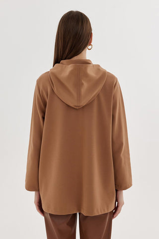 Garnished Sweatshirt with Hood Brown