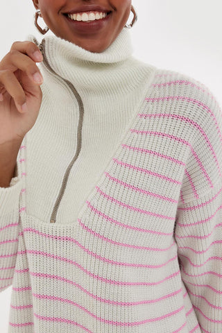 Wide Collar Lurex Knit Sweater Pink
