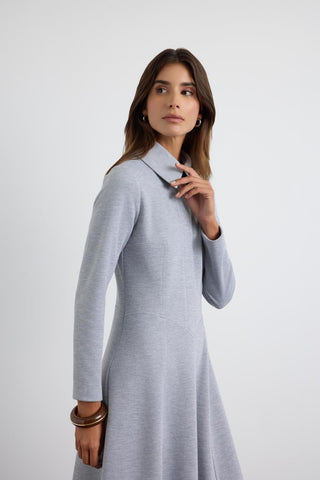 Knit Dress with Wide Collar Grey