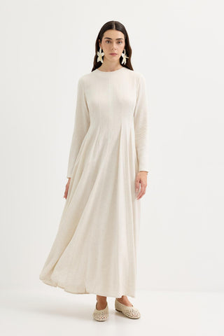 Godeli Paneled Linen Dress Natural