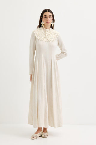 Godeli Paneled Linen Dress Natural