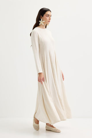 Godeli Paneled Linen Dress Natural