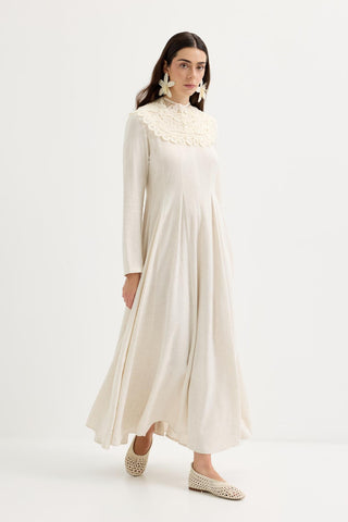 Godeli Paneled Linen Dress Natural