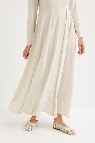 Godeli Paneled Linen Dress Natural