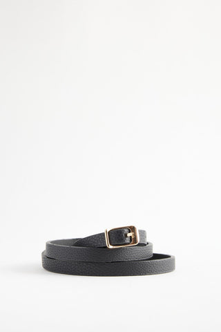 Gold Buckle Adjustable Slim Belt Black