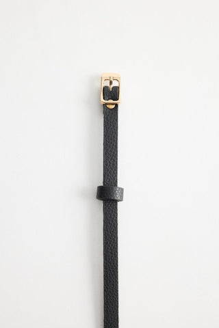 Gold Buckle Adjustable Slim Belt Black