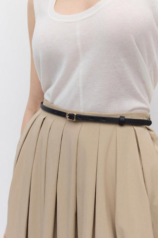 Gold Buckle Adjustable Slim Belt Black