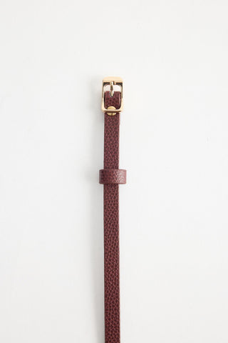 Gold Buckle Adjustable Slim Belt Burgundy