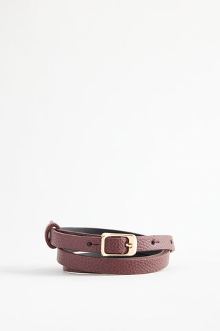 Gold Buckle Adjustable Slim Belt Burgundy