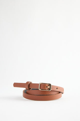 Gold Buckle Adjustable Slim Belt Tan
