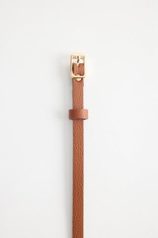 Gold Buckle Adjustable Slim Belt Tan