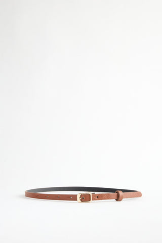 Gold Buckle Adjustable Slim Belt Tan