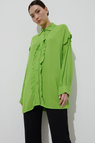 Gold Buttoned Cotton Shirt Green