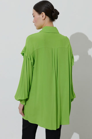 Gold Buttoned Cotton Shirt Green