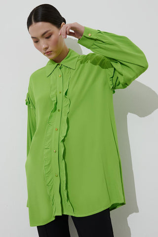 Gold Buttoned Cotton Shirt Green