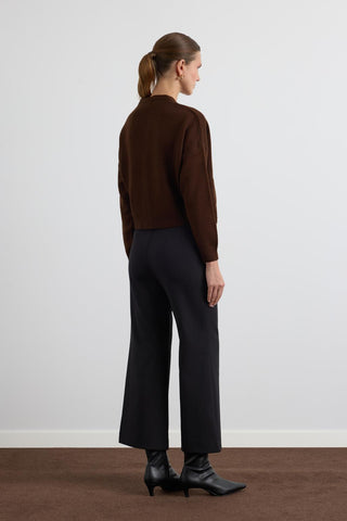 Knit Cardigan with Gold Buttons Brown