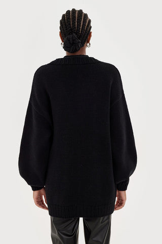 Knit Cardigan With Gold Buttons Black