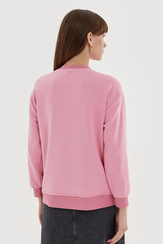 Gold Embroidered Hooded Sweatshirt Pink