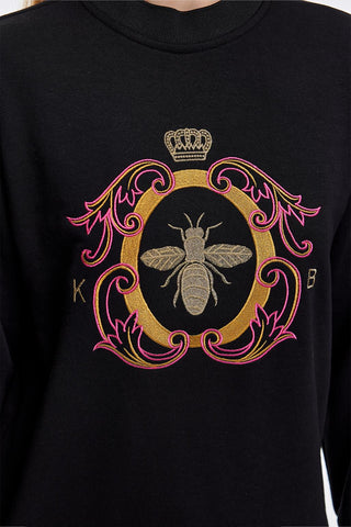 Gold Embroidered Hooded Sweatshirt Black
