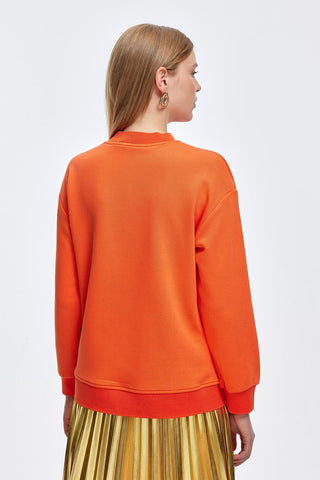 Gold Embroidered Hooded Sweatshirt Peach