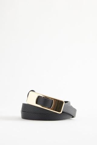 Gold Rectangle Buckle Belt Black