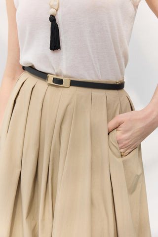 Gold Rectangle Buckle Belt Black