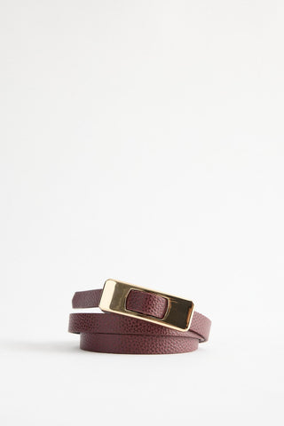 Gold Rectangle Buckle Belt Burgundy