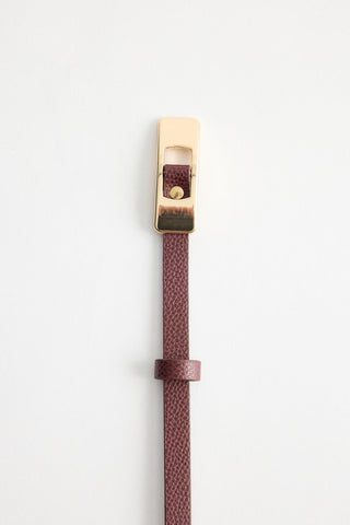 Gold Rectangle Buckle Belt Burgundy