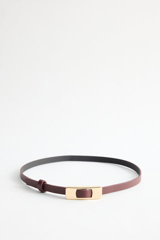 Gold Rectangle Buckle Belt Burgundy