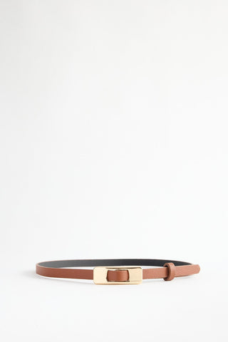 Gold Rectangle Buckle Belt Tan