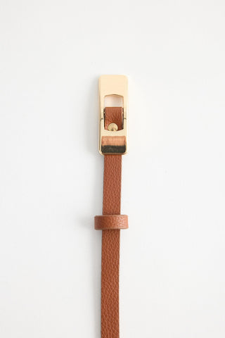 Gold Rectangle Buckle Belt Tan