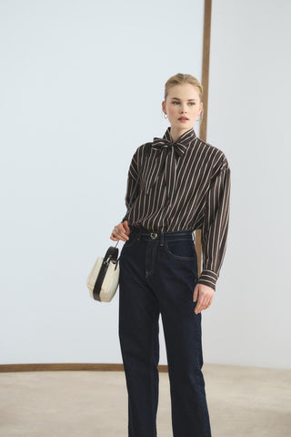 Gold Buckle Adjustable Slim Belt Black