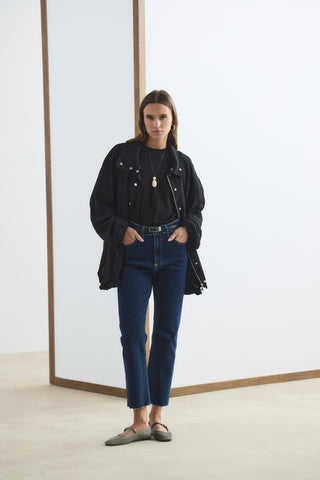 Silver Rectangle Buckle Belt Black