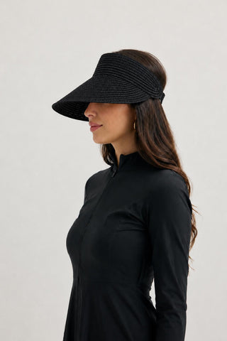 Adjustable Straw Hat Black