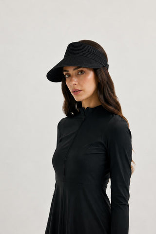 Adjustable Straw Hat Black