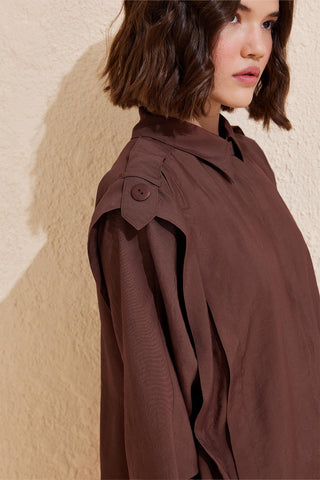 Helen Shirt Trousers Set Chocolate Brown