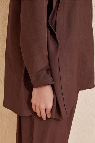 Helen Shirt Trousers Set Chocolate Brown
