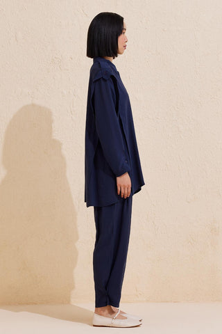 Helen Shirt Trousers Set Navy Blue
